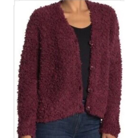 RXB Sweaters - Red RXB Boucle Knit Cardigan Sweater Size Small
